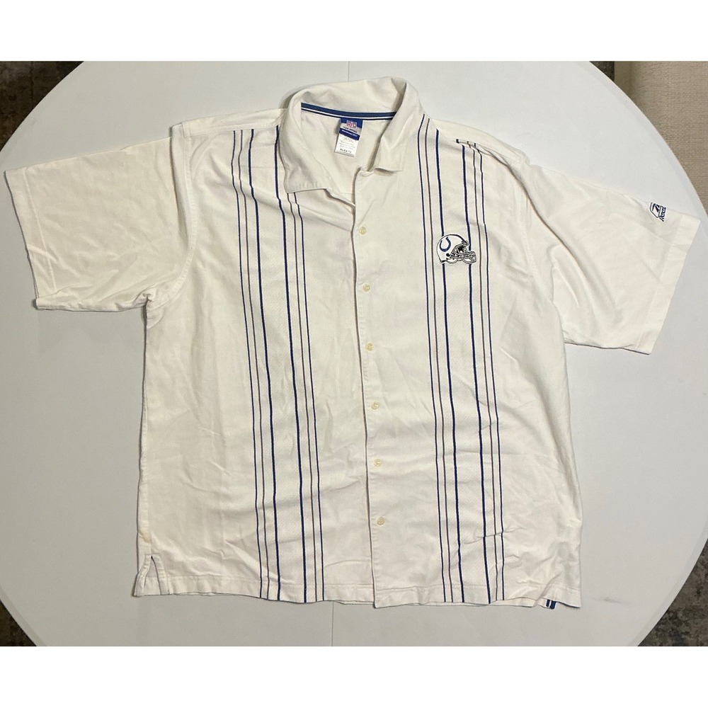 VTG‎ Y2K NFL Indianapolis Colts Polo Pinstripe Collar Mens XL Preppy